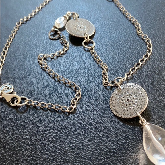 Silpada Retired Sterling Coin/Crystal Necklace - Picture 2 of 3